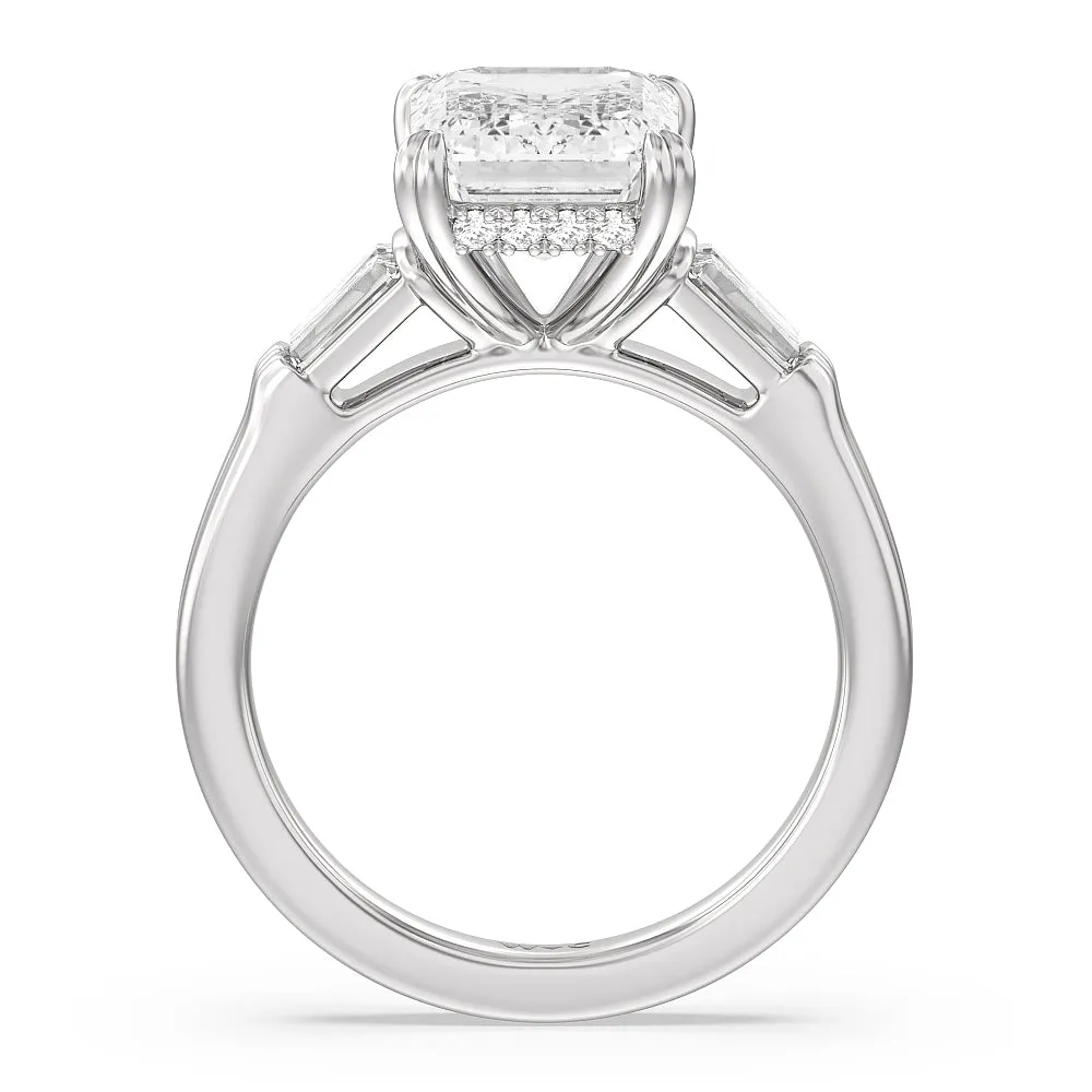 Elegance Twin Baguette Side Stone Engagement Ring
