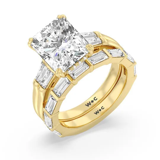 Elegance Twin Baguette Side Stone Engagement Ring