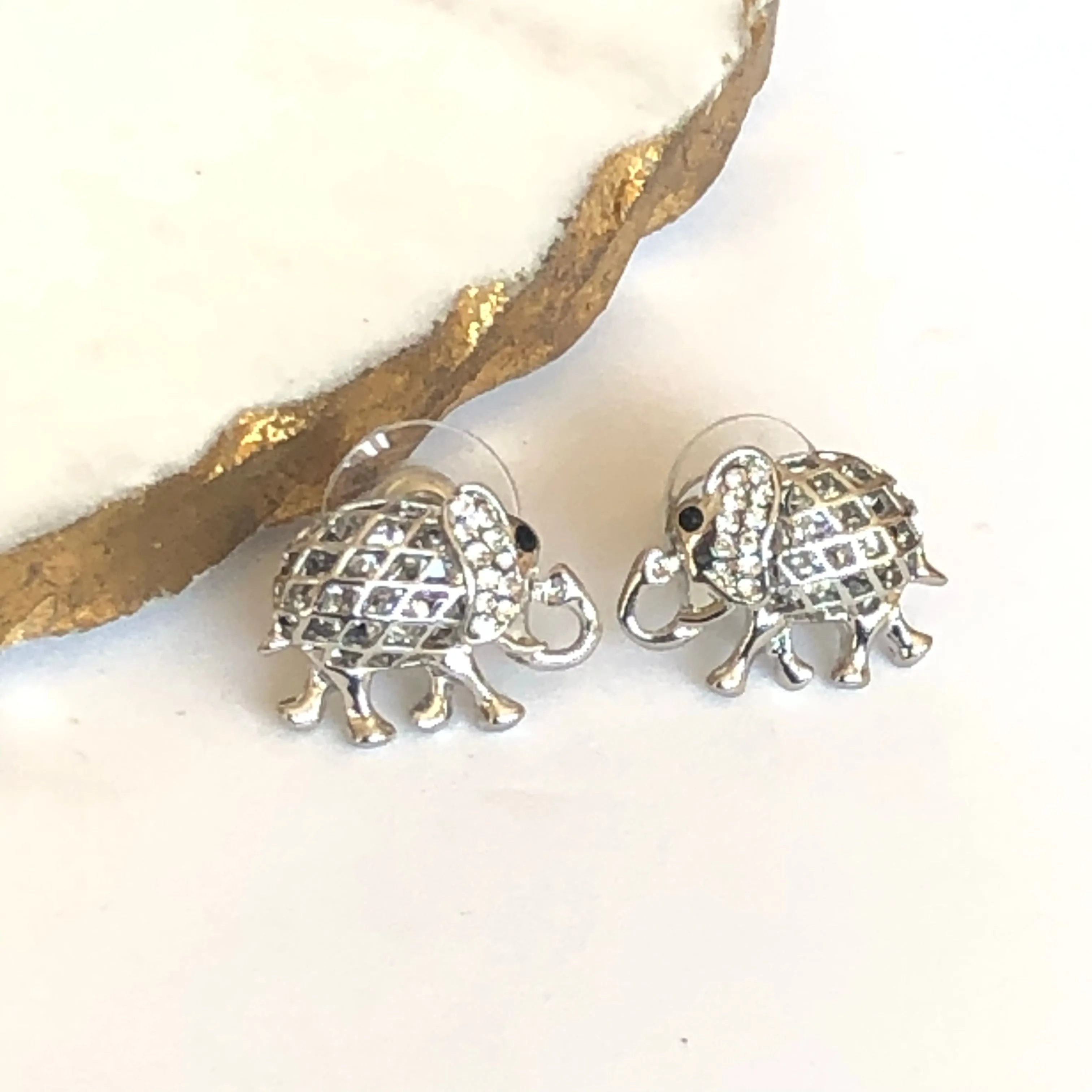 Elephant Earrings with Zirconia