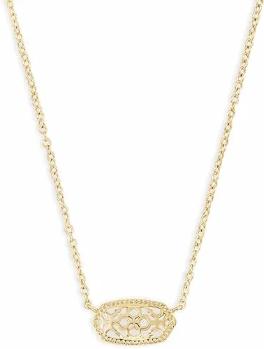 Elisa Short Pendant Necklace in Gold Filigree Metal