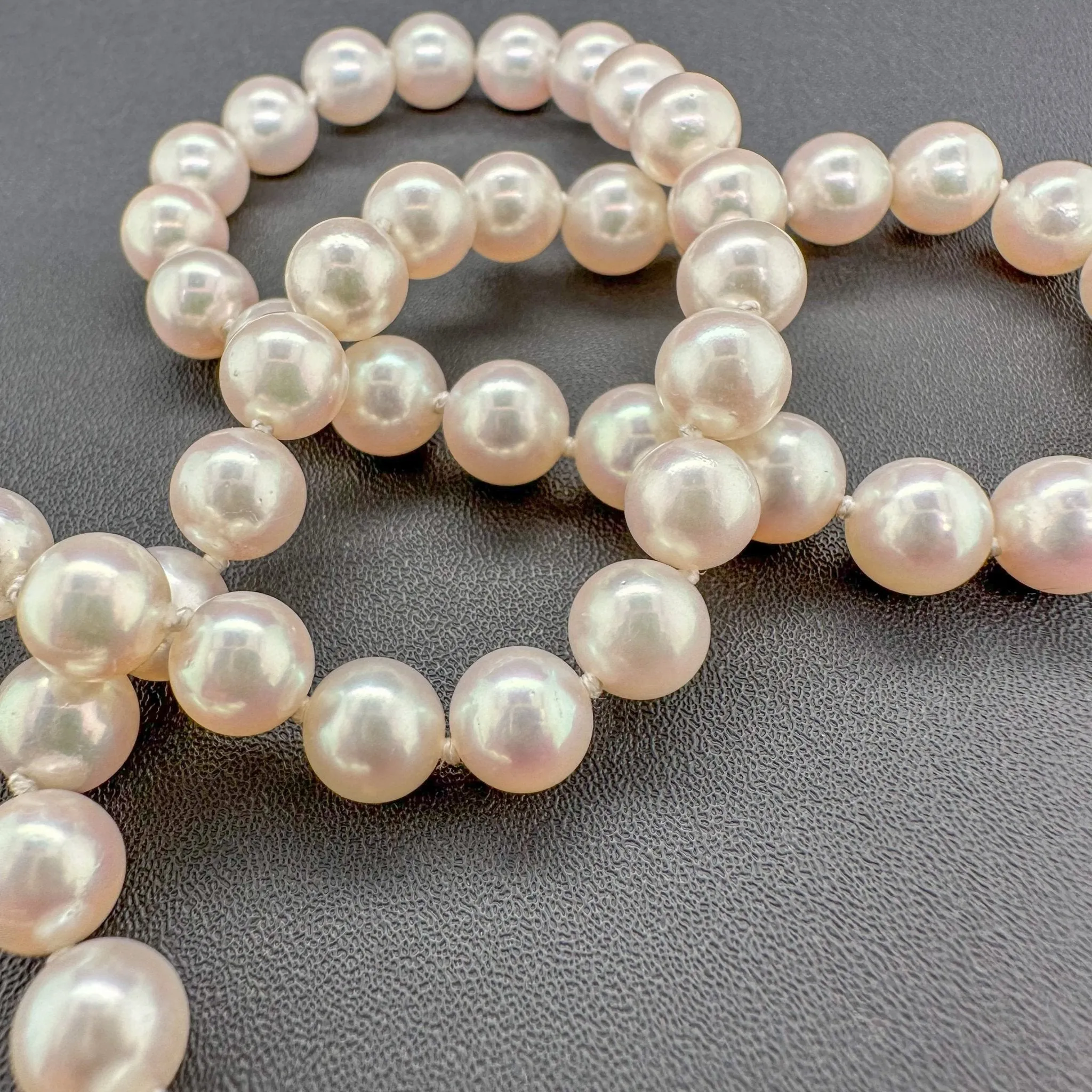 Estate Mikimoto 18K Y Gold 6.4mm Akoya Pearl 16” Necklace
