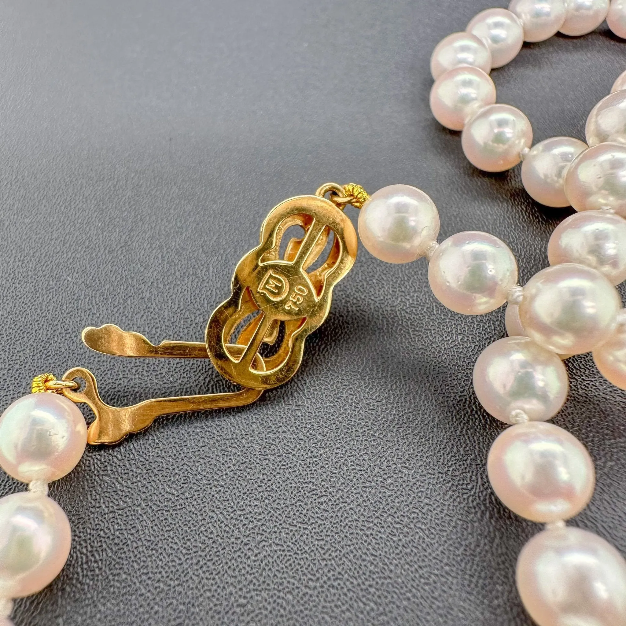 Estate Mikimoto 18K Y Gold 6.4mm Akoya Pearl 16” Necklace