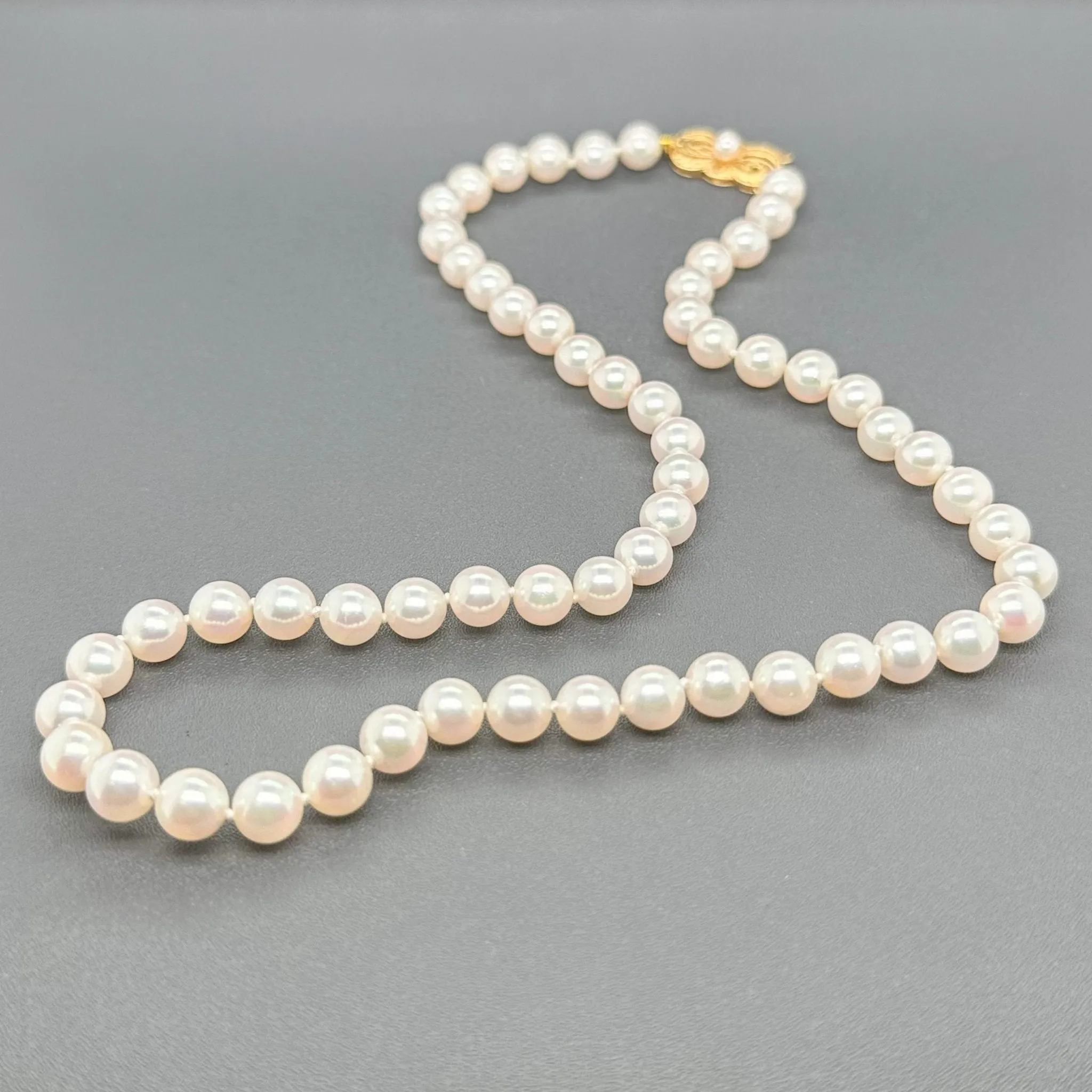 Estate Mikimoto 18K Y Gold 6.4mm Akoya Pearl 16” Necklace