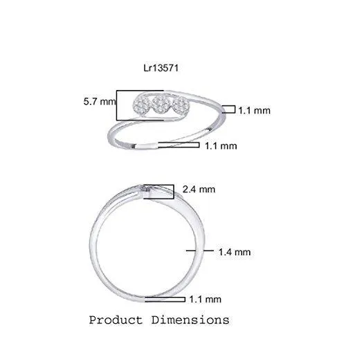 EternalDia IGI Certified Diamond Accent Three Flower Bypass Ring in 10K White Gold (0.08 Cttw)