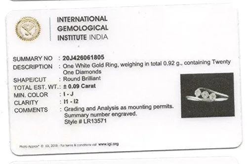 EternalDia IGI Certified Diamond Accent Three Flower Bypass Ring in 10K White Gold (0.08 Cttw)