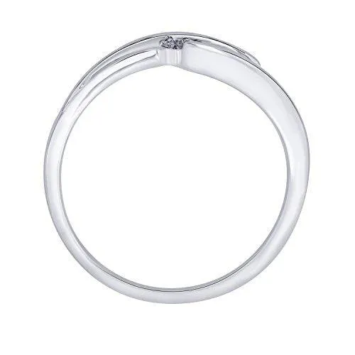EternalDia IGI Certified Diamond Accent Three Flower Bypass Ring in 10K White Gold (0.08 Cttw)