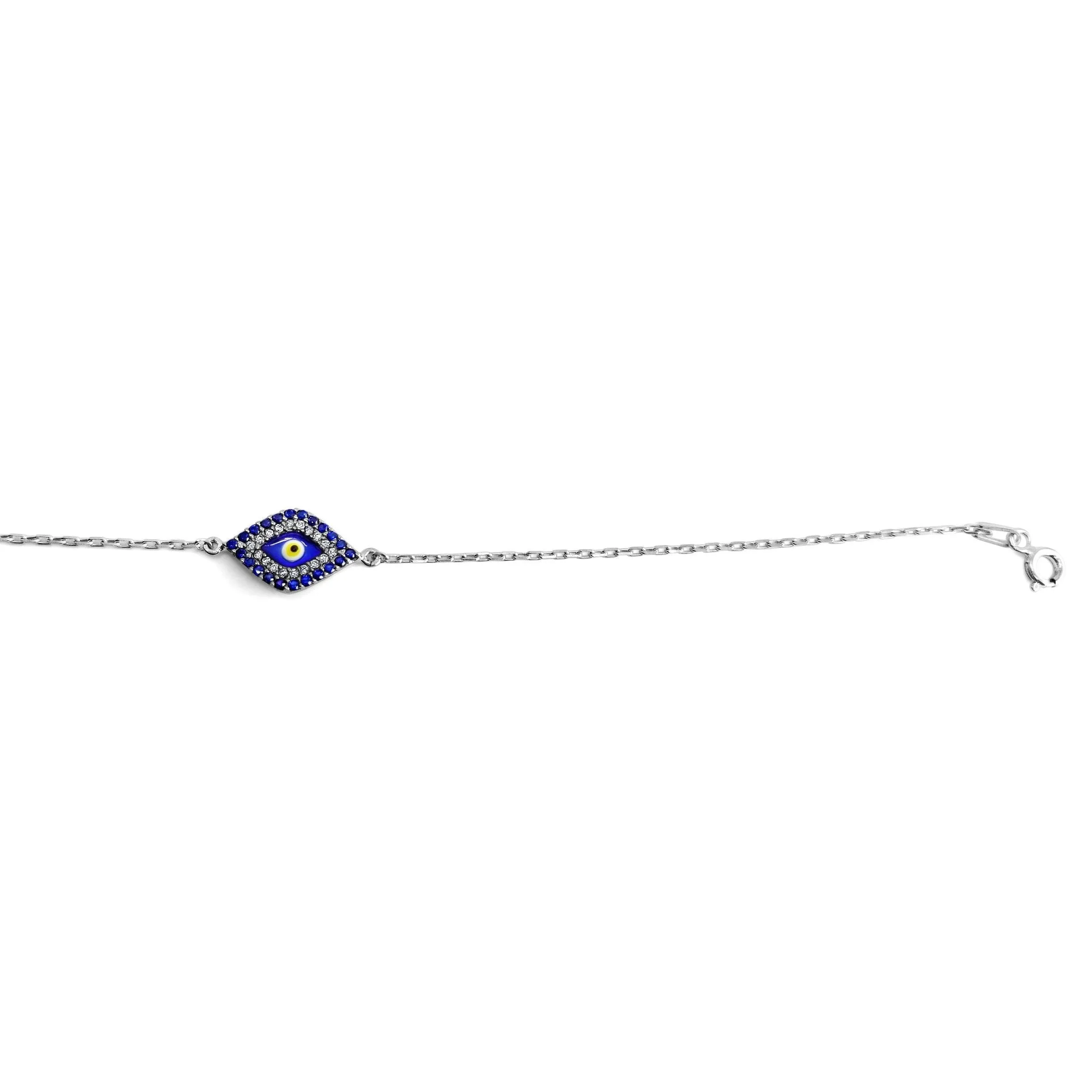 Evil Eye Bracelet with Blue Cubic Zirconia Stones