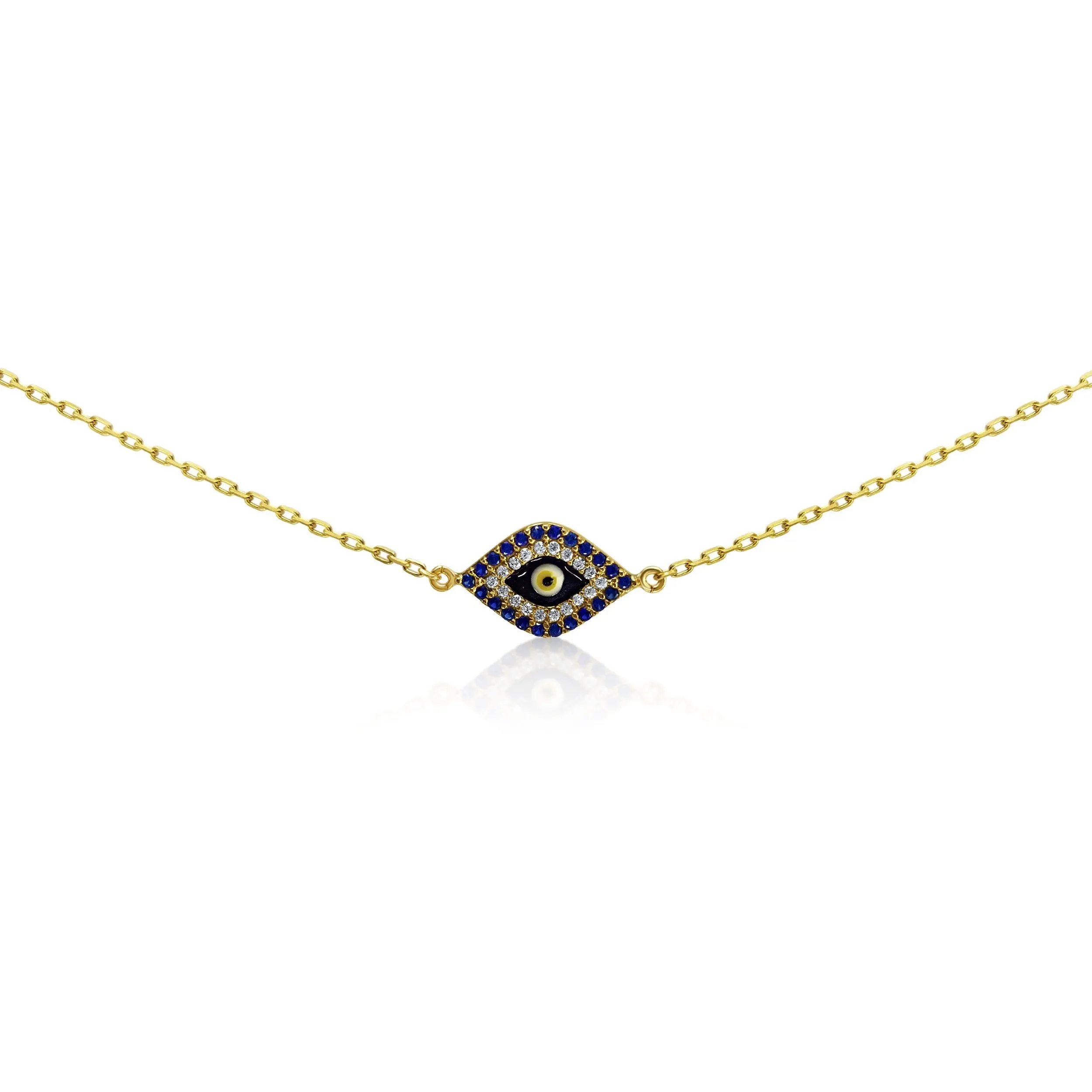Evil Eye Bracelet with Blue Cubic Zirconia Stones