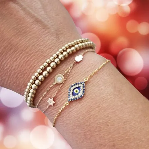 Evil Eye Bracelet with Blue Cubic Zirconia Stones