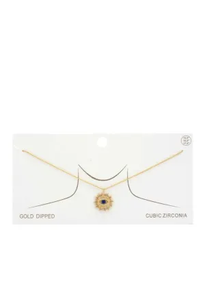 Evil Eye Sun Charm Gold Dipped Necklace