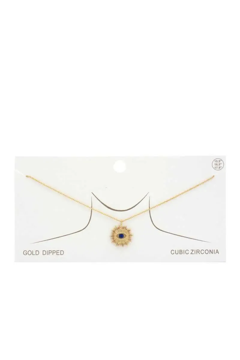 Evil Eye Sun Charm Gold Dipped Necklace