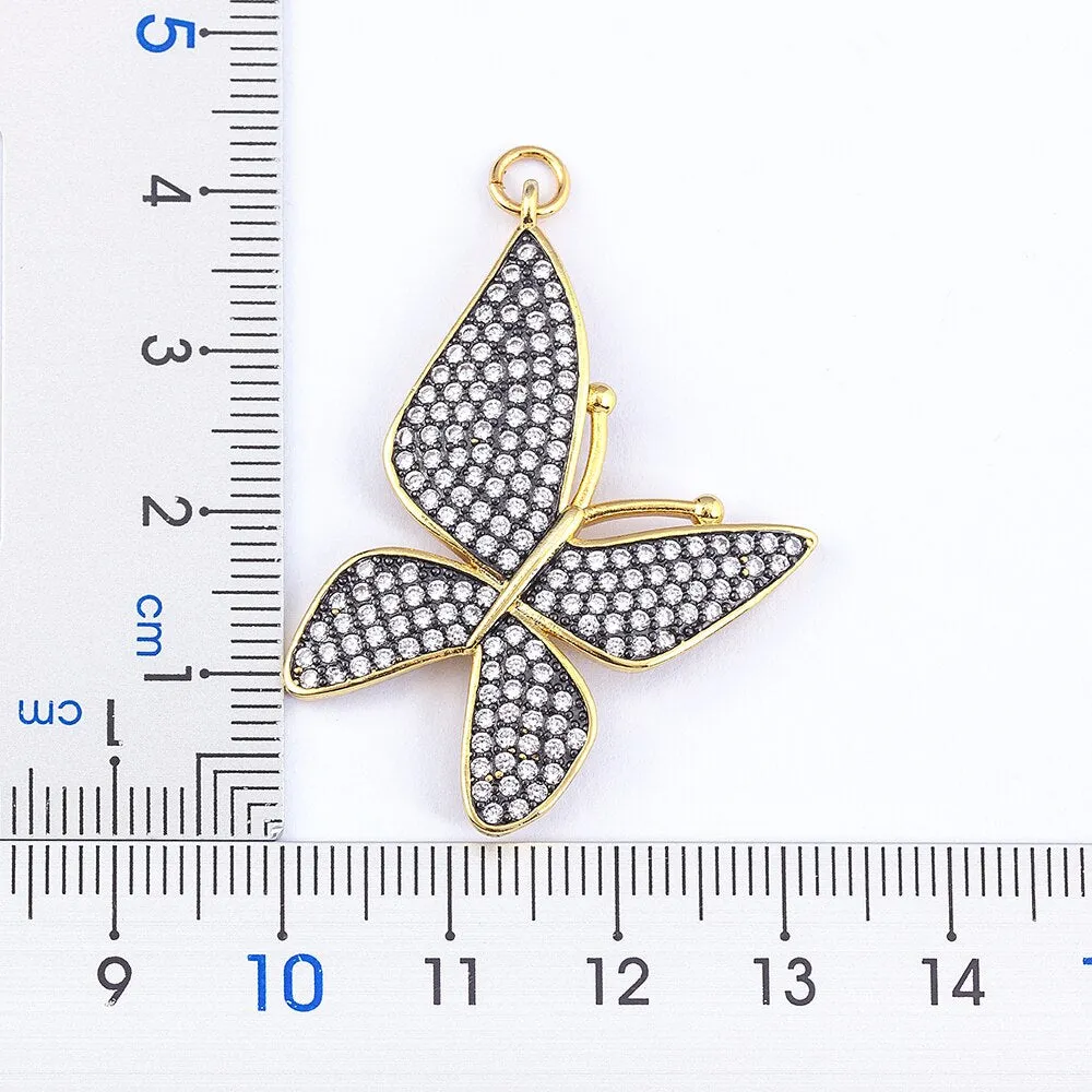 Exquisite Zircon Lucky Butterfly Inlaid Shiny Crystal Pendant Necklace Women