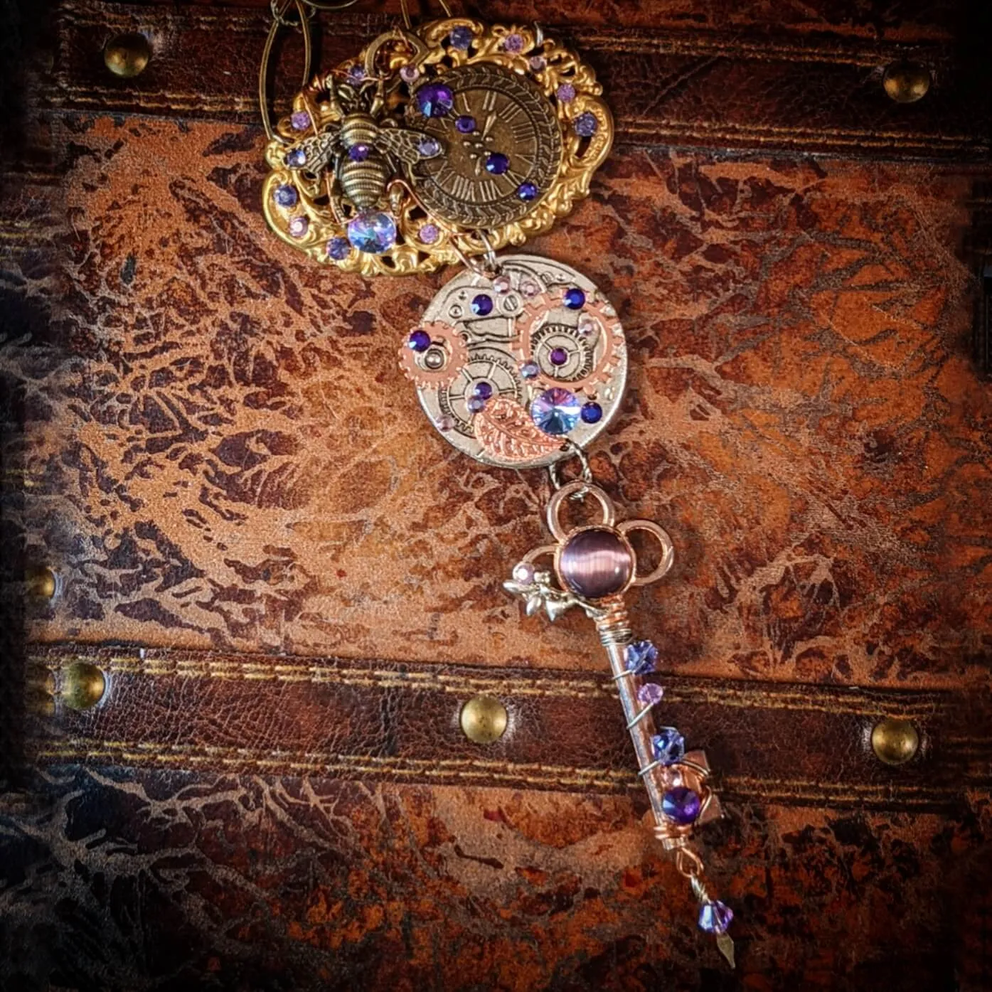 Fantasy Purple Bee Necklace - Queen of the Amethyst Hive