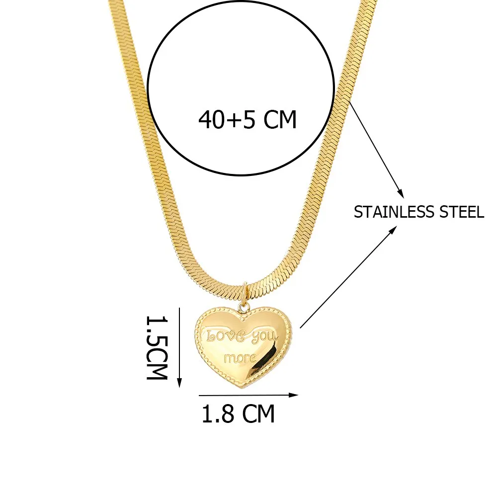 Fashion Love Heart Lovers Love You More Charms Chain Choker Necklace Pendant For Women