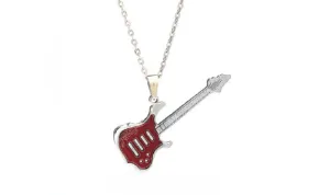 Fashion Punk Rock Guitar Pendant Chain Necklace