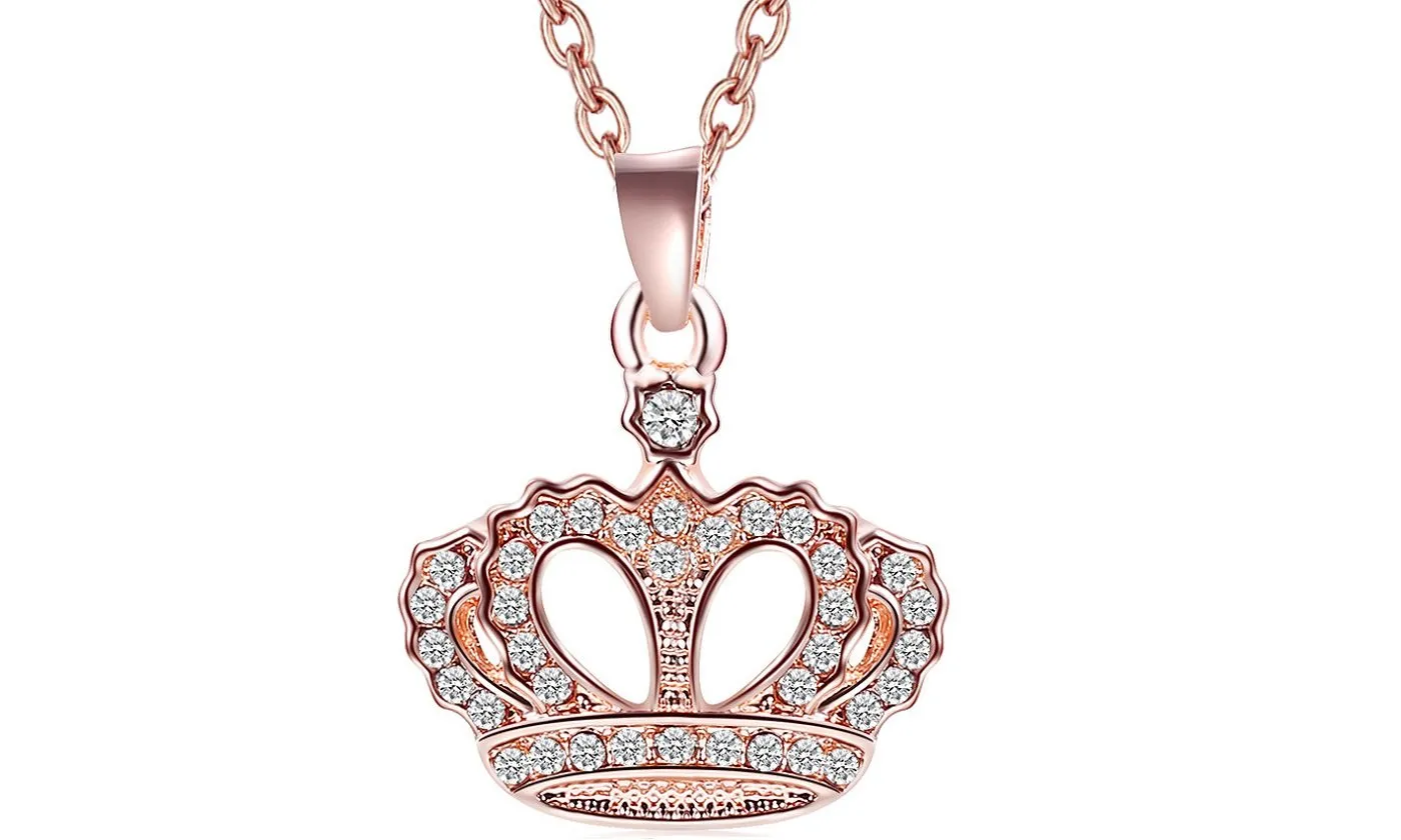 Fashion Rose Crown Pendant Necklace For women