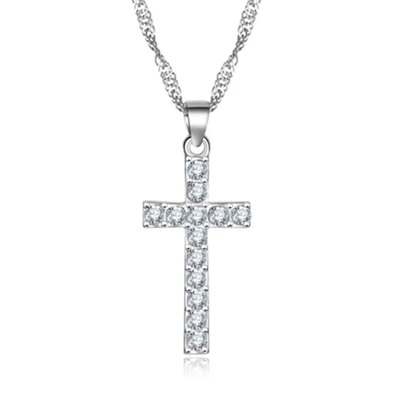 Fashion Silver Color Cross  Pendant Necklace