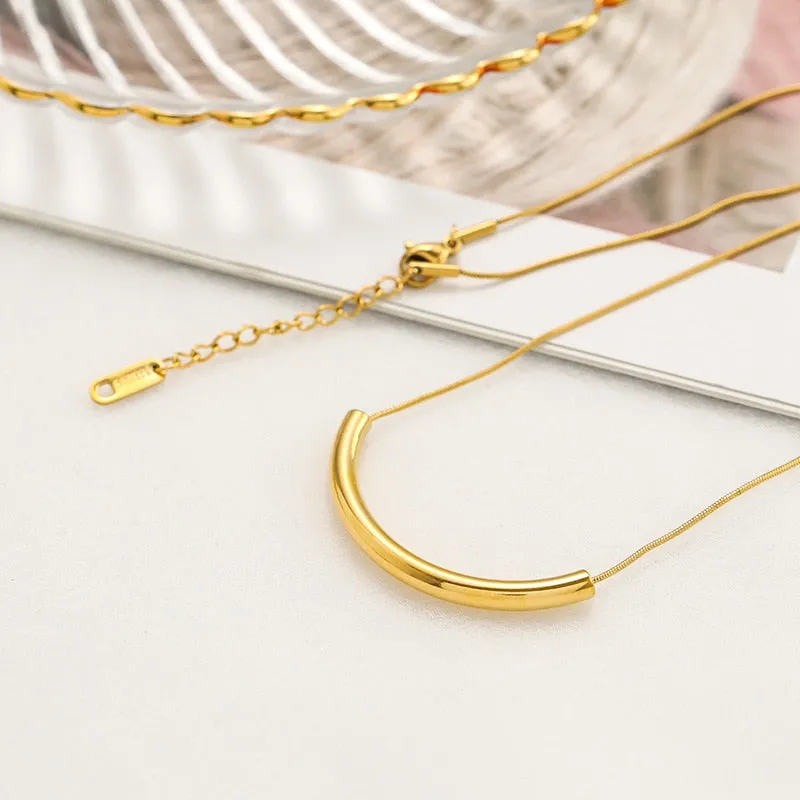 Fashion Upscale Jewelry Minimalism Circular Arc Charms Snake Chain Choker Necklaces