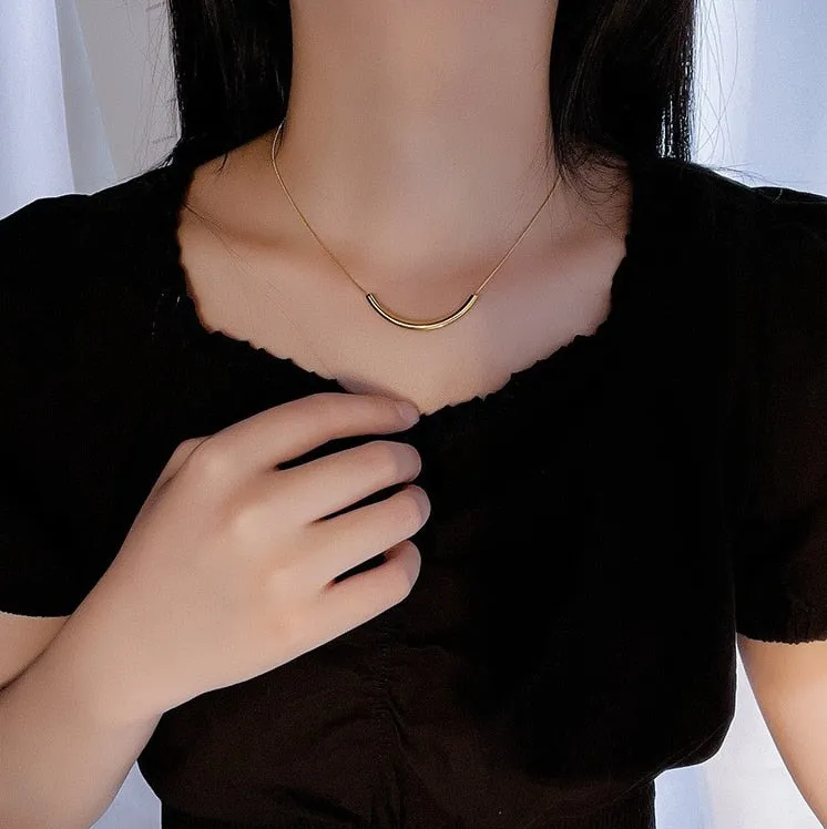 Fashion Upscale Jewelry Minimalism Circular Arc Charms Snake Chain Choker Necklaces