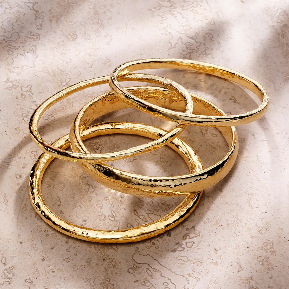 Flat Hammered Bangle Bracelet