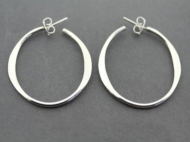 flattened hoop stud - sterling silver