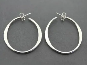 flattened hoop stud - sterling silver