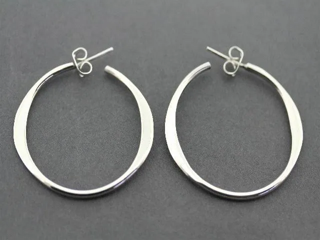 flattened hoop stud - sterling silver
