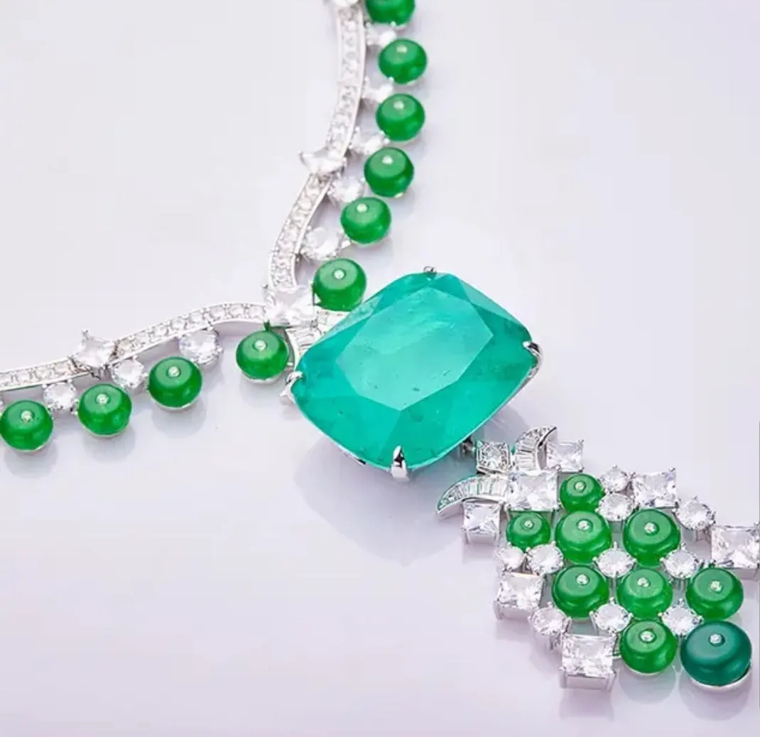 Fusion Colombian emerald Cubic Zirconia Necklace Zirconite. 840N105E