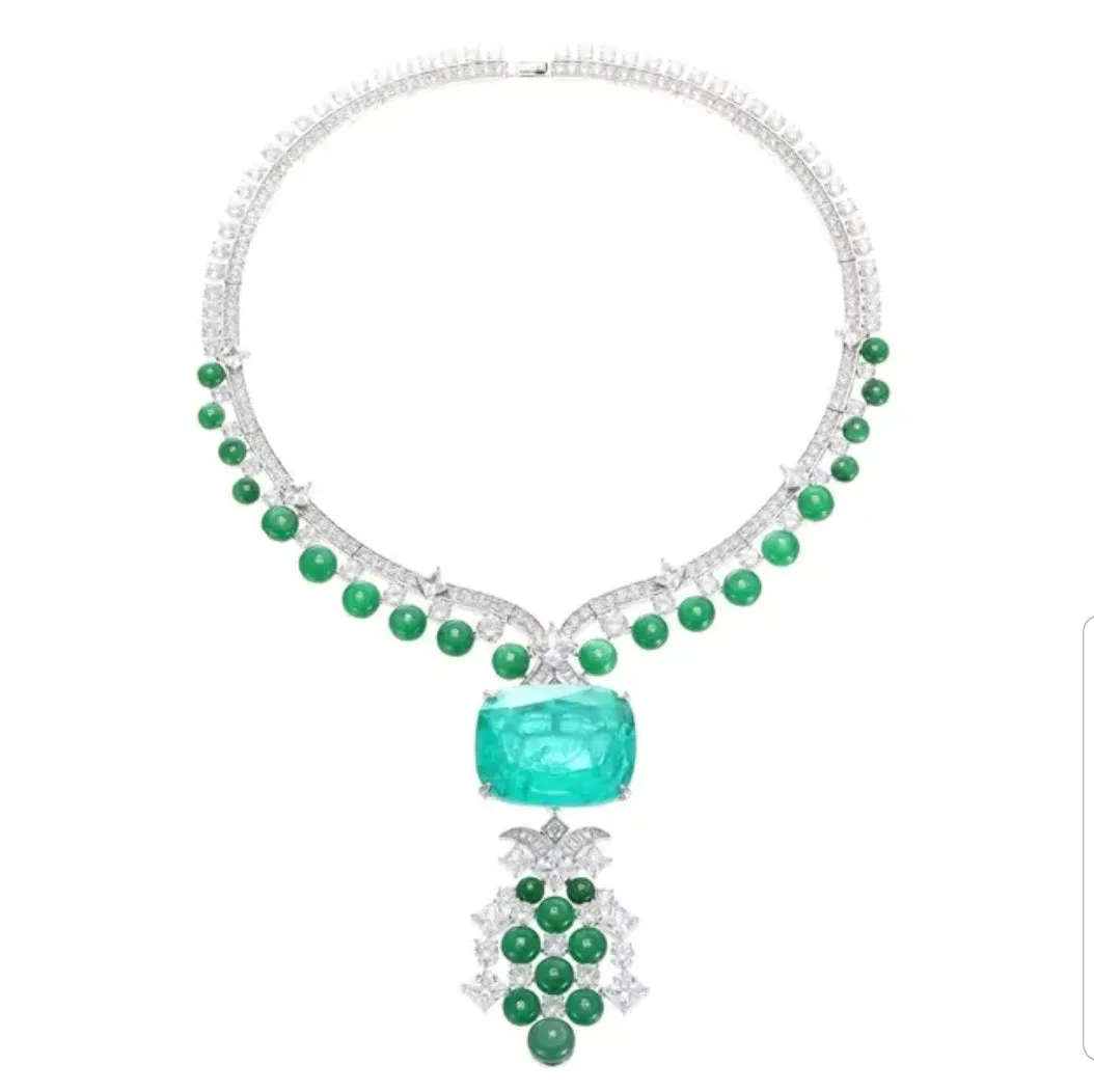 Fusion Colombian emerald Cubic Zirconia Necklace Zirconite. 840N105E