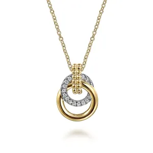 Gabriel & Co. White and Yellow Gold 1/4ctw Diamond Bujukan Pendant Necklace