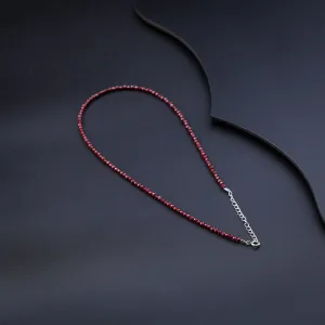 Garnet Silver Charm Necklace (Round)