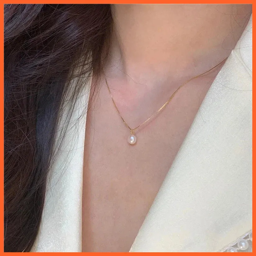Gold Chain Pearl Pendant Necklaces For Women