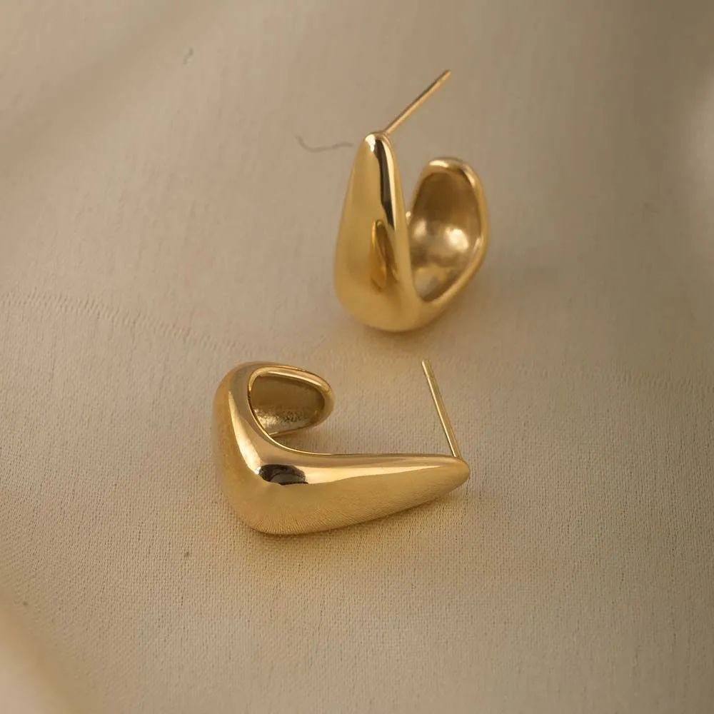 Gold Hook-shaped Earrings
