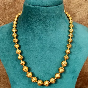 GOLD PLATED ANTIQUE BEADS MATAR MALA NECKLACE