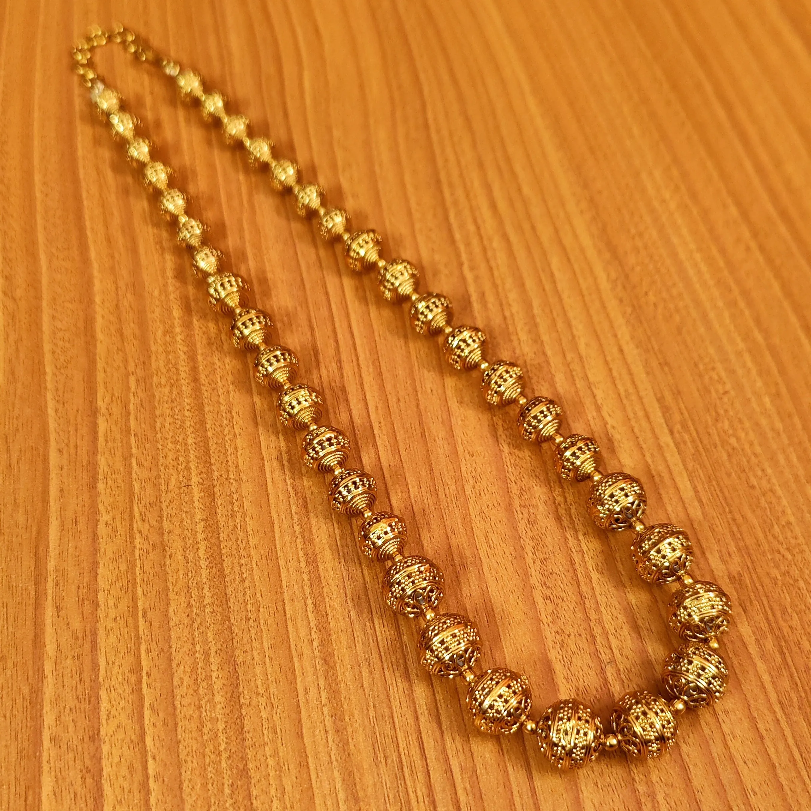 GOLD PLATED ANTIQUE BEADS MATAR MALA NECKLACE