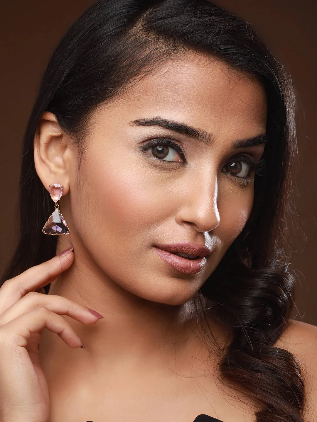 Gold-Plated Contemporary Drop Earrings