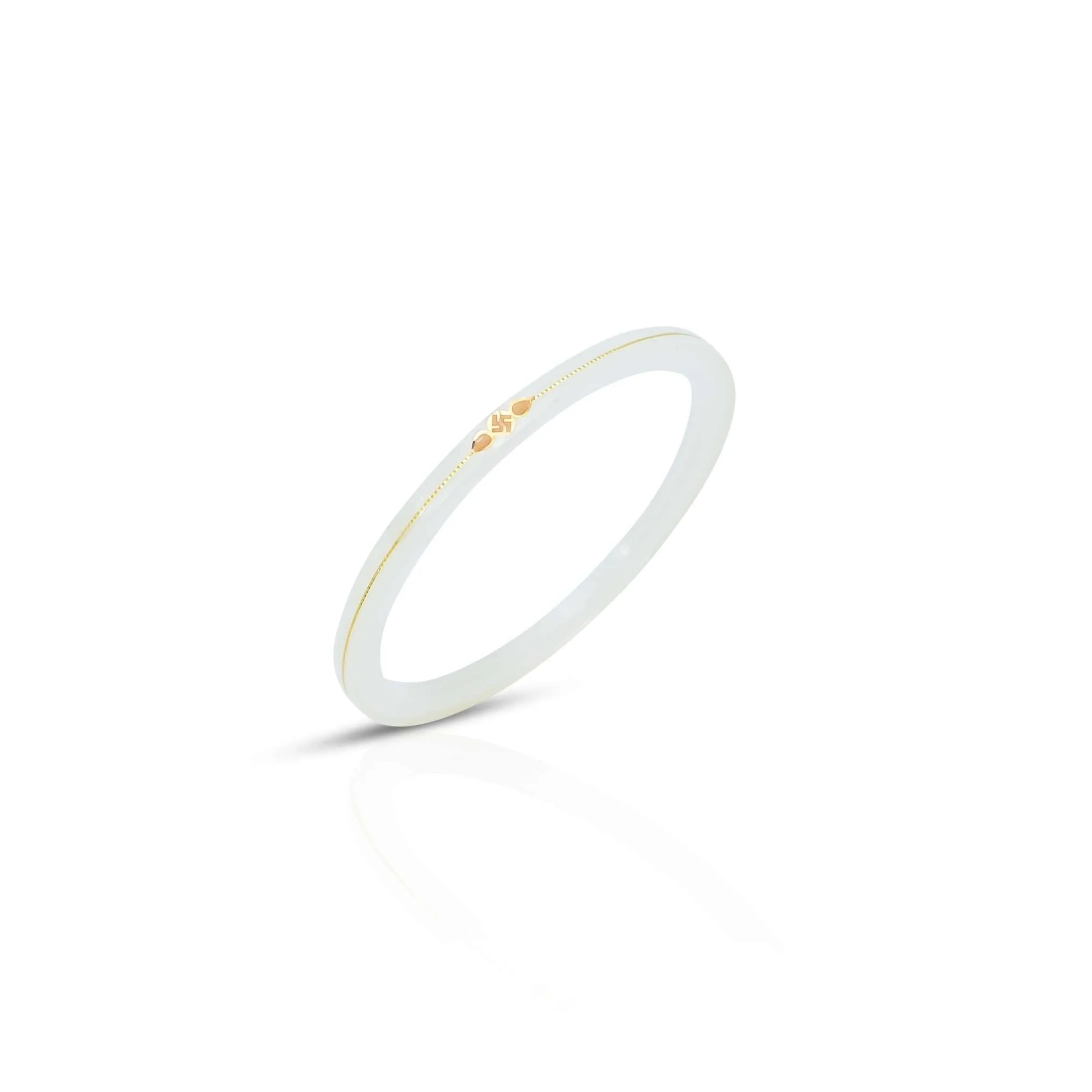 Gold Small Swastika Design Dark White Bangle