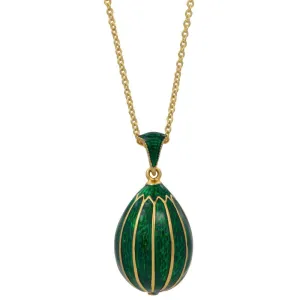 Green Enamel Striped Royal Egg Pendant Necklace