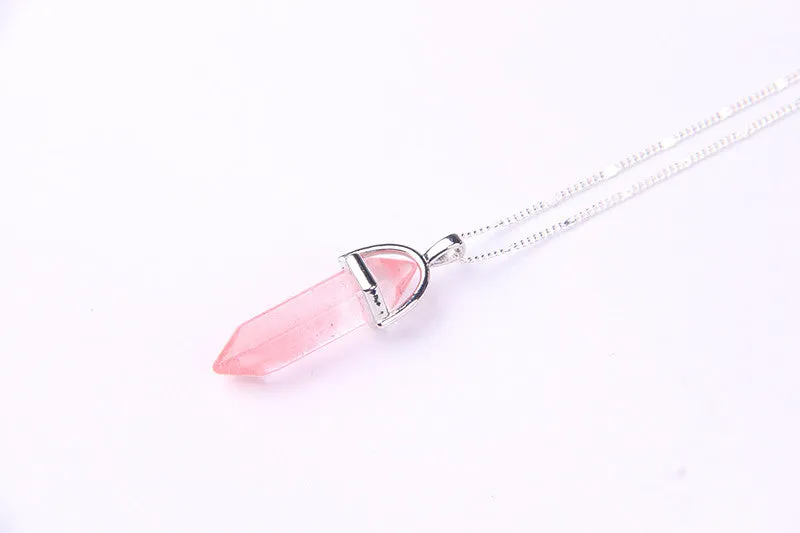 Gros Collier Femme Multi Color Quartz Necklaces Pendants Natural Stone Bullet Shape Crystal Necklace For Women Bijoux Femme
