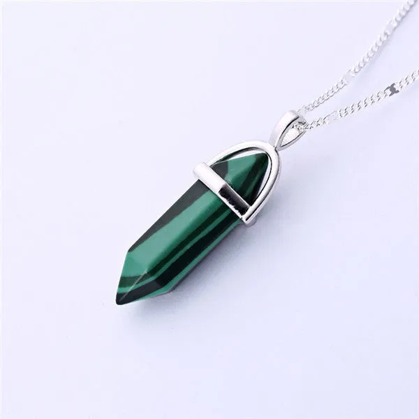 Gros Collier Femme Multi Color Quartz Necklaces Pendants Natural Stone Bullet Shape Crystal Necklace For Women Bijoux Femme