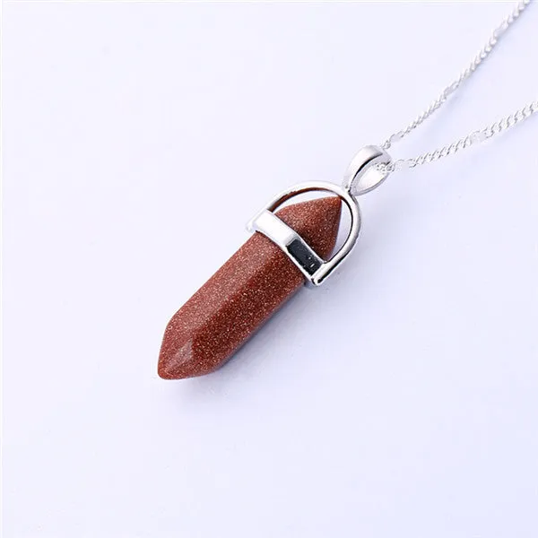 Gros Collier Femme Multi Color Quartz Necklaces Pendants Natural Stone Bullet Shape Crystal Necklace For Women Bijoux Femme