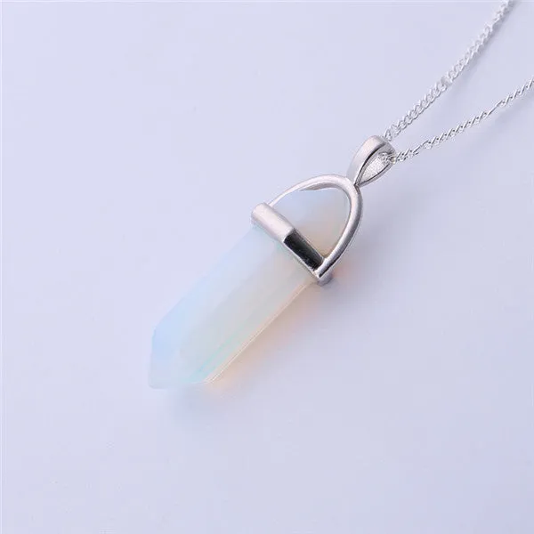Gros Collier Femme Multi Color Quartz Necklaces Pendants Natural Stone Bullet Shape Crystal Necklace For Women Bijoux Femme