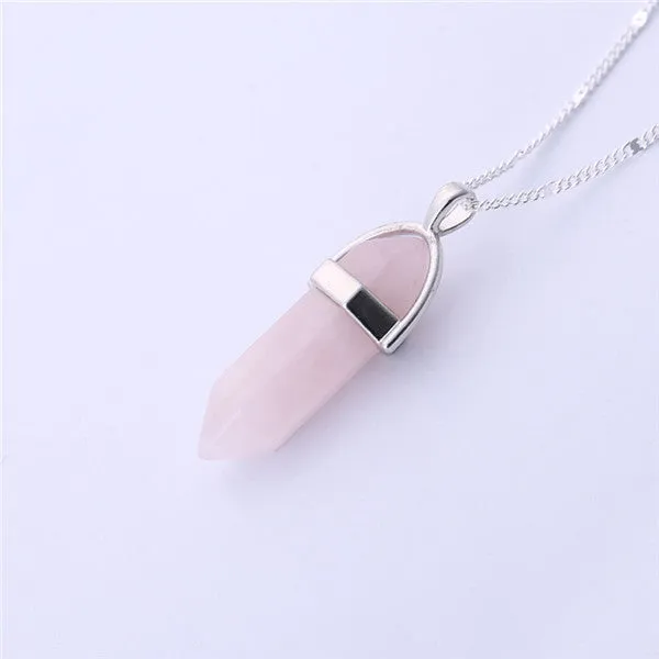 Gros Collier Femme Multi Color Quartz Necklaces Pendants Natural Stone Bullet Shape Crystal Necklace For Women Bijoux Femme