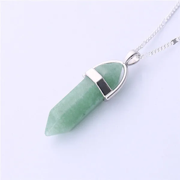 Gros Collier Femme Multi Color Quartz Necklaces Pendants Natural Stone Bullet Shape Crystal Necklace For Women Bijoux Femme