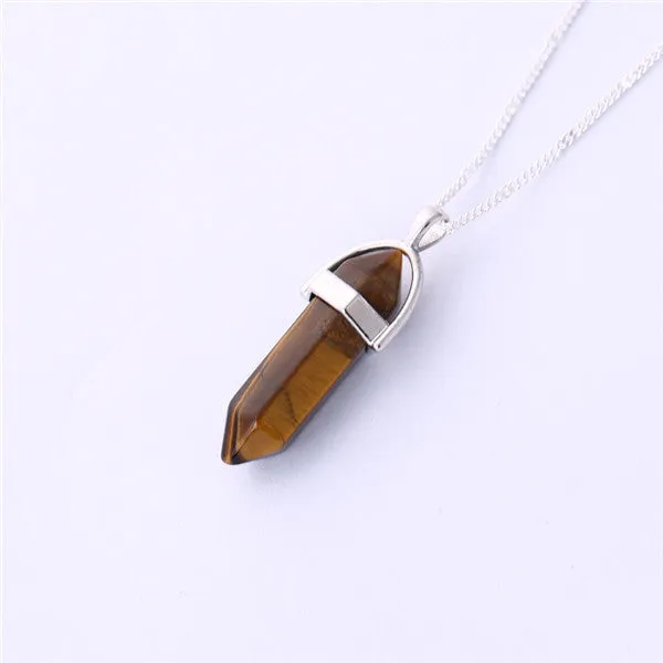 Gros Collier Femme Multi Color Quartz Necklaces Pendants Natural Stone Bullet Shape Crystal Necklace For Women Bijoux Femme