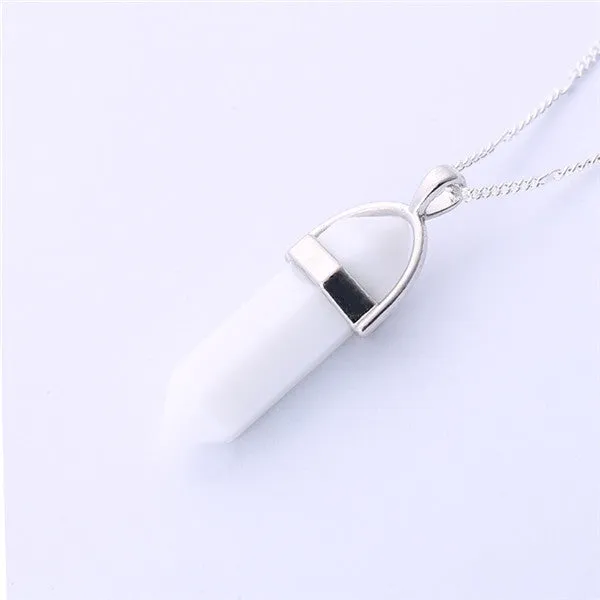 Gros Collier Femme Multi Color Quartz Necklaces Pendants Natural Stone Bullet Shape Crystal Necklace For Women Bijoux Femme