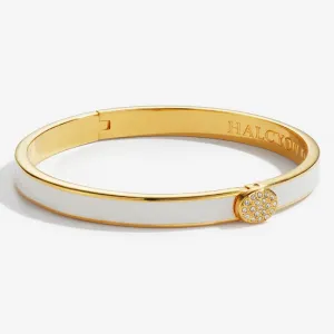 Halcyon Days "Skinny Pave Button Cream & Gold" Bangle