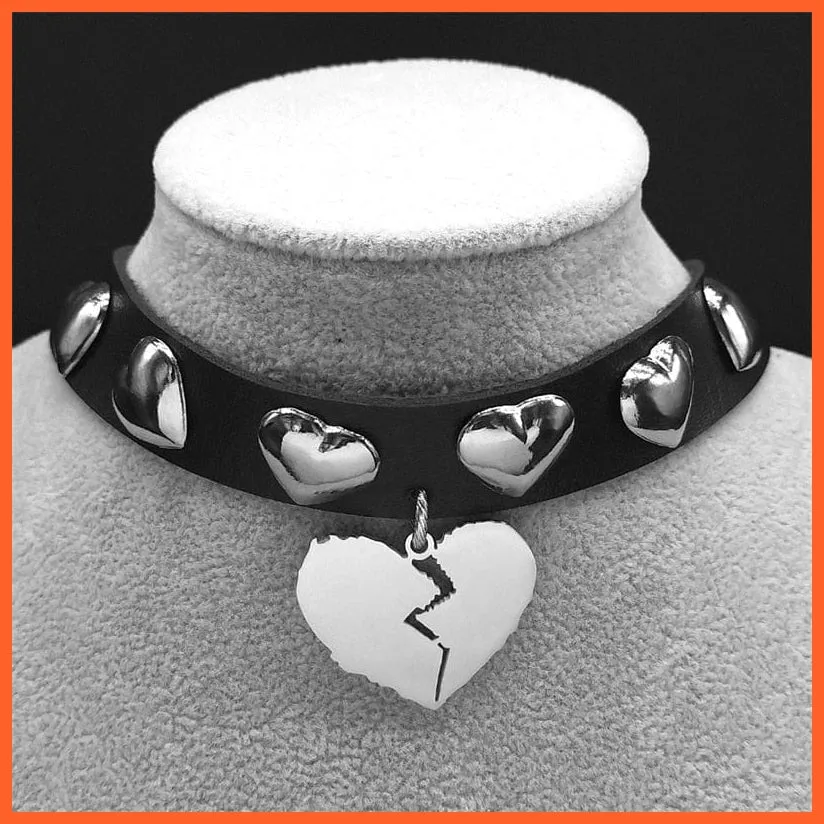 Harajuku Choker Goth Satan Inverted Peter'S Cross Necklace Stainless Steel Pu Leather Cosplay Anime Necklaces Jewelry Gift Nxs03