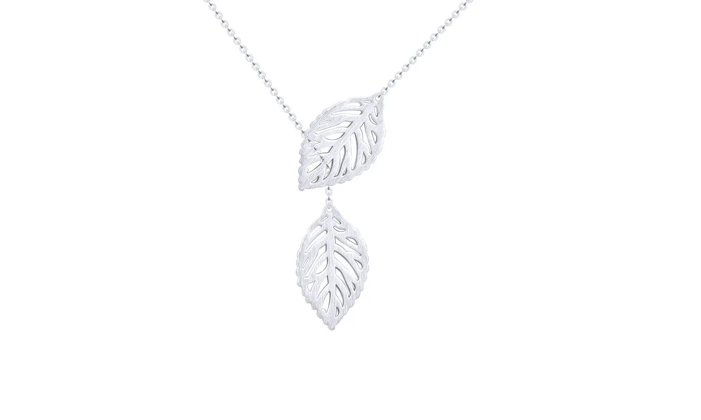 Hollow Double Leaf Pendant Necklaces