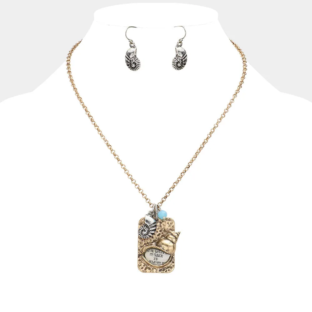 iLLASPARKZ Hammered Metal Shell Charm Pendant Necklace